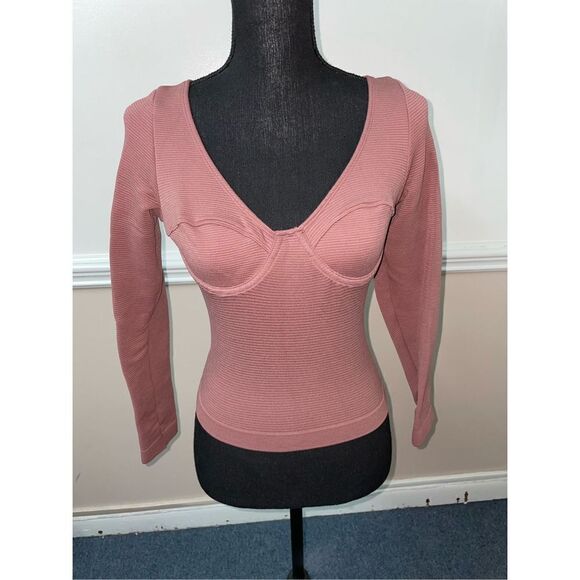 Victoria's Secret Tops - Victoria’s Secret Blush Colored Long Sleeve Skin Tight Body Suit Top